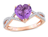 1.50 Carat (ctw) Amethyst Heart Twist Ring 14K Rose Pink Gold with Diamonds